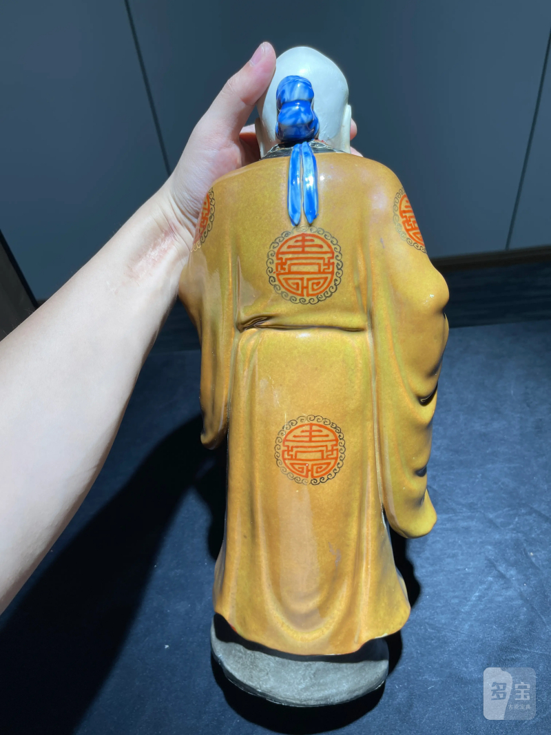 50年代 粉彩寿星瓷塑 - 图8